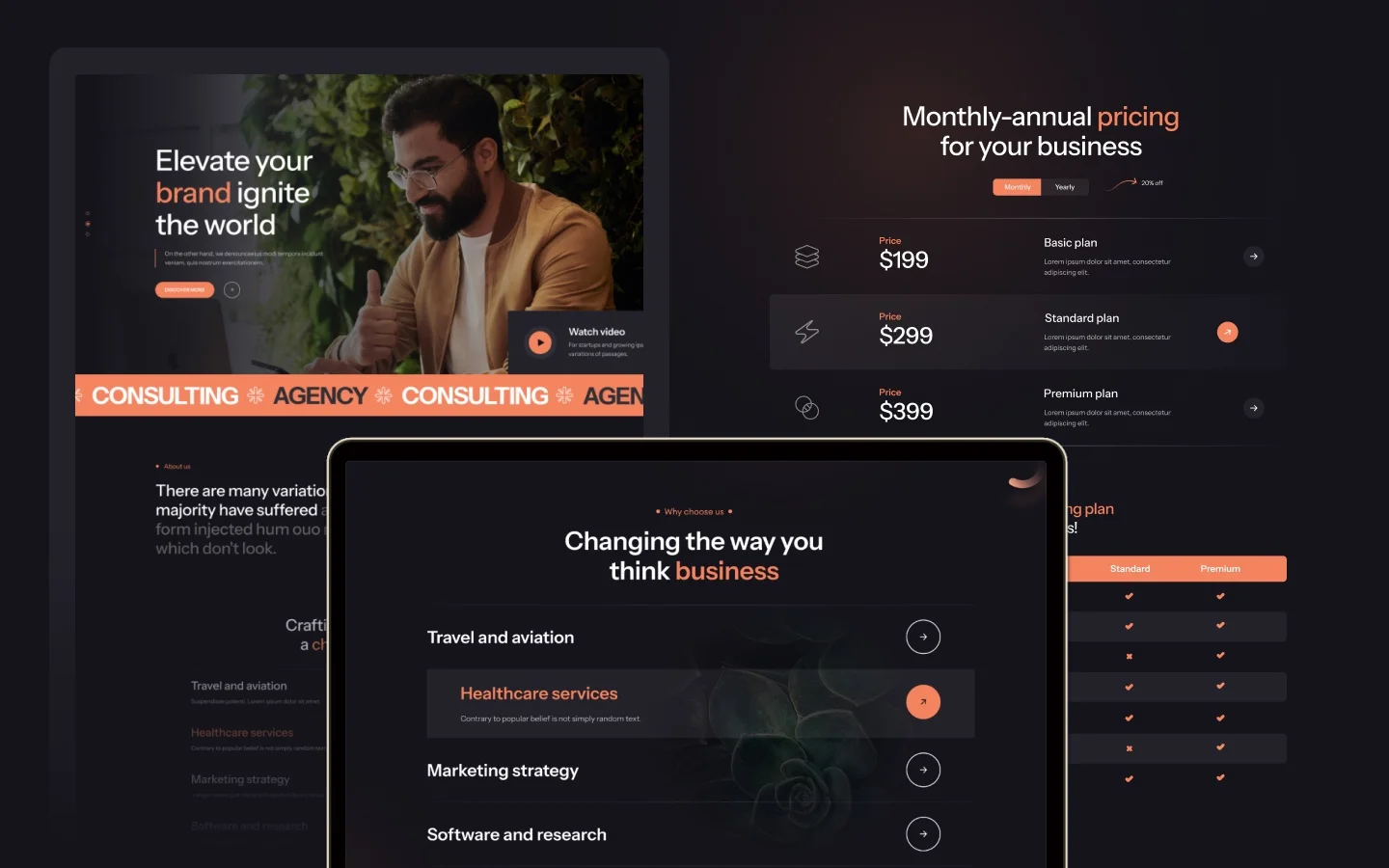 Agenza website screens