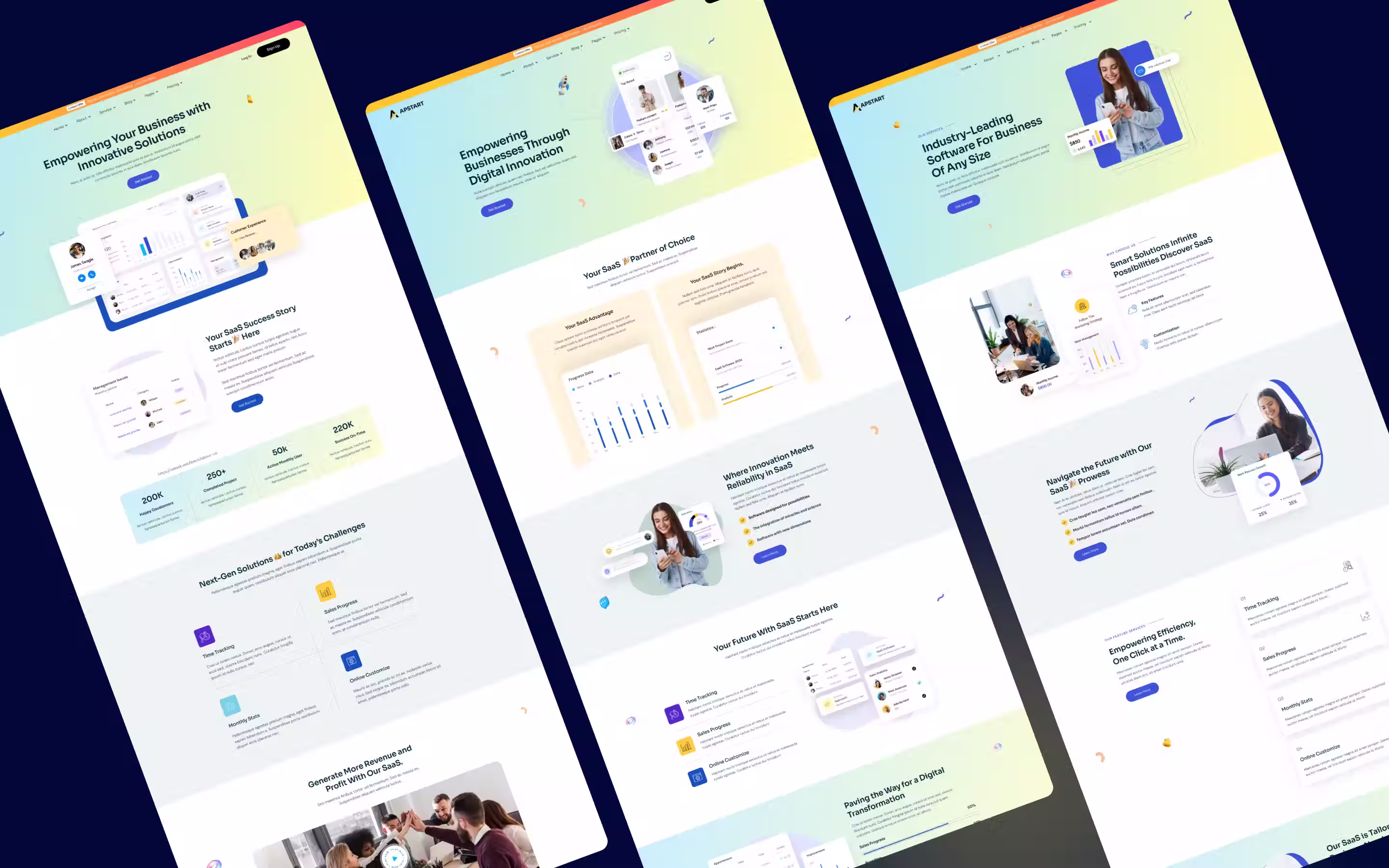 Apstart website screens