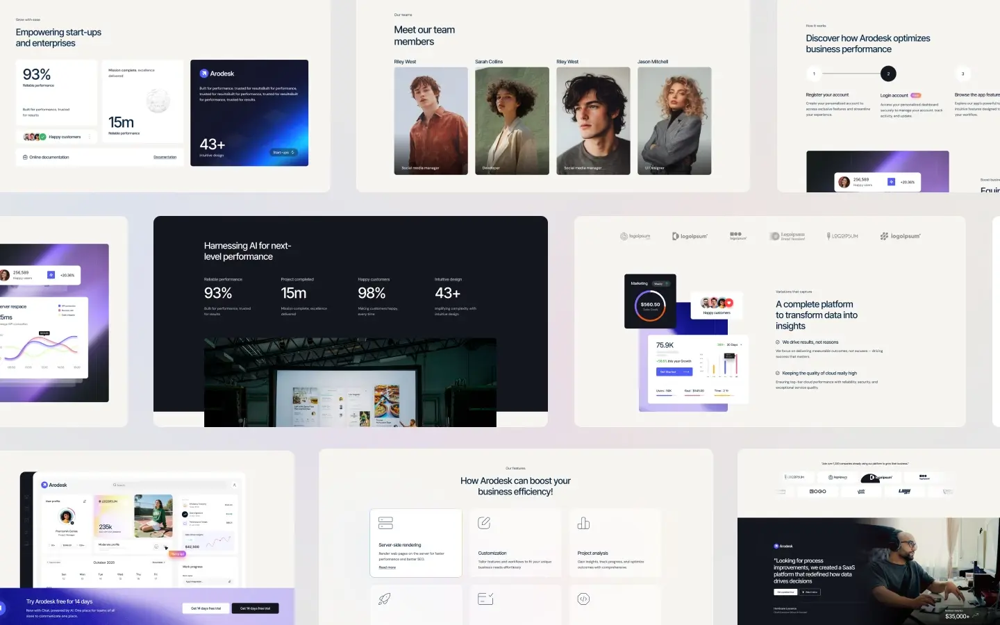 Arodesk website screens