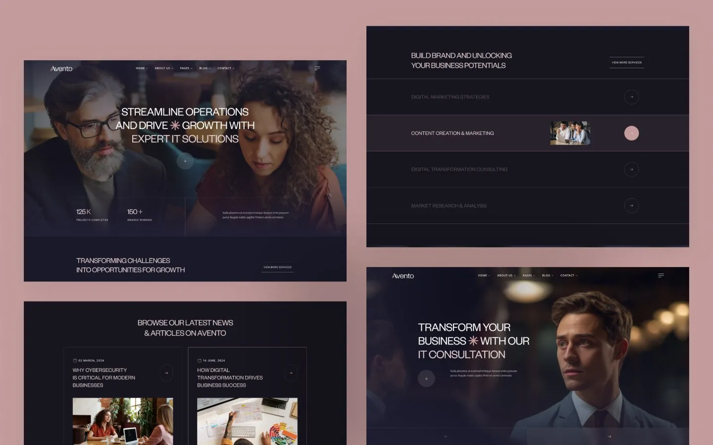 Avento website screen 3