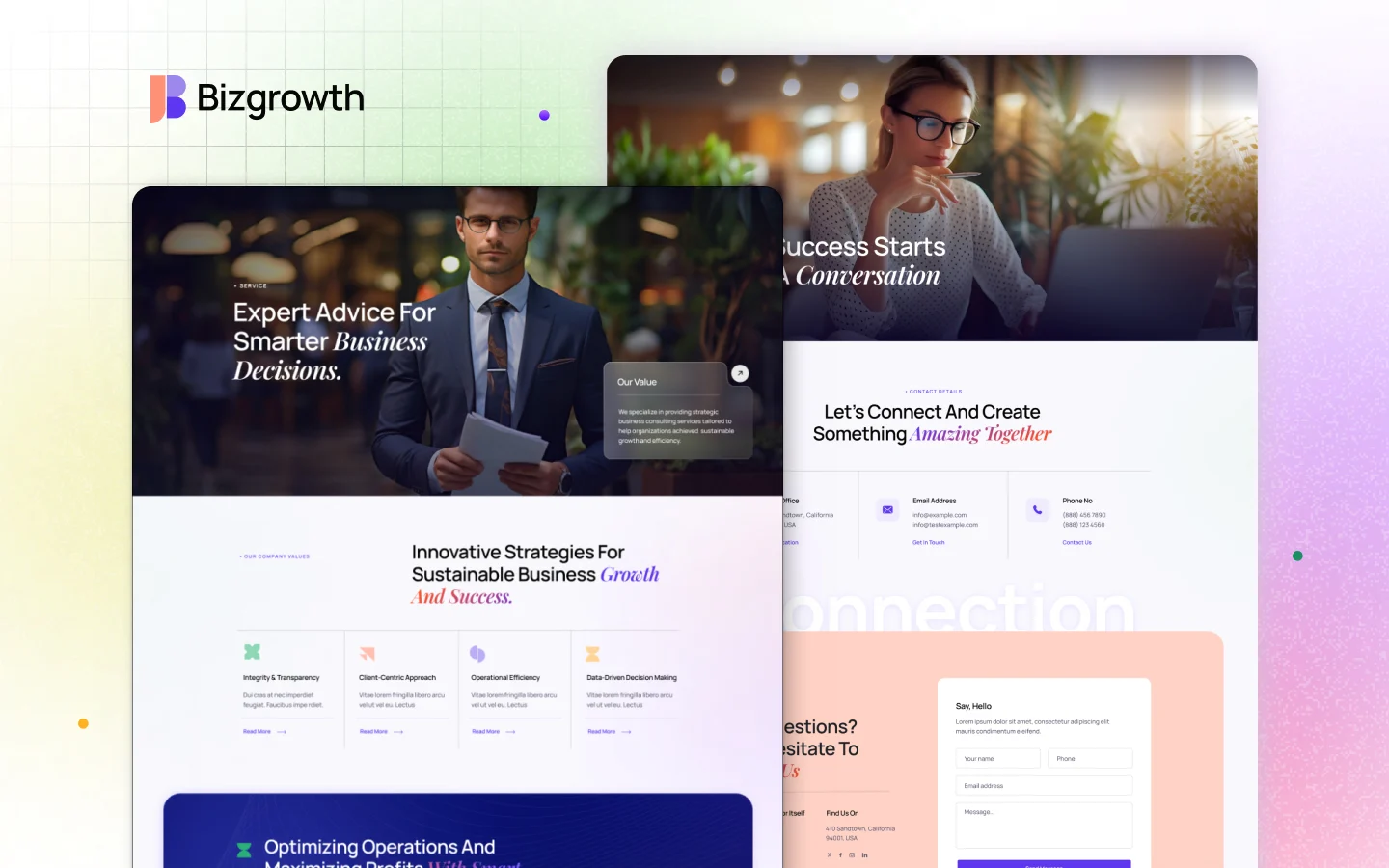 Bizgrowth website screens