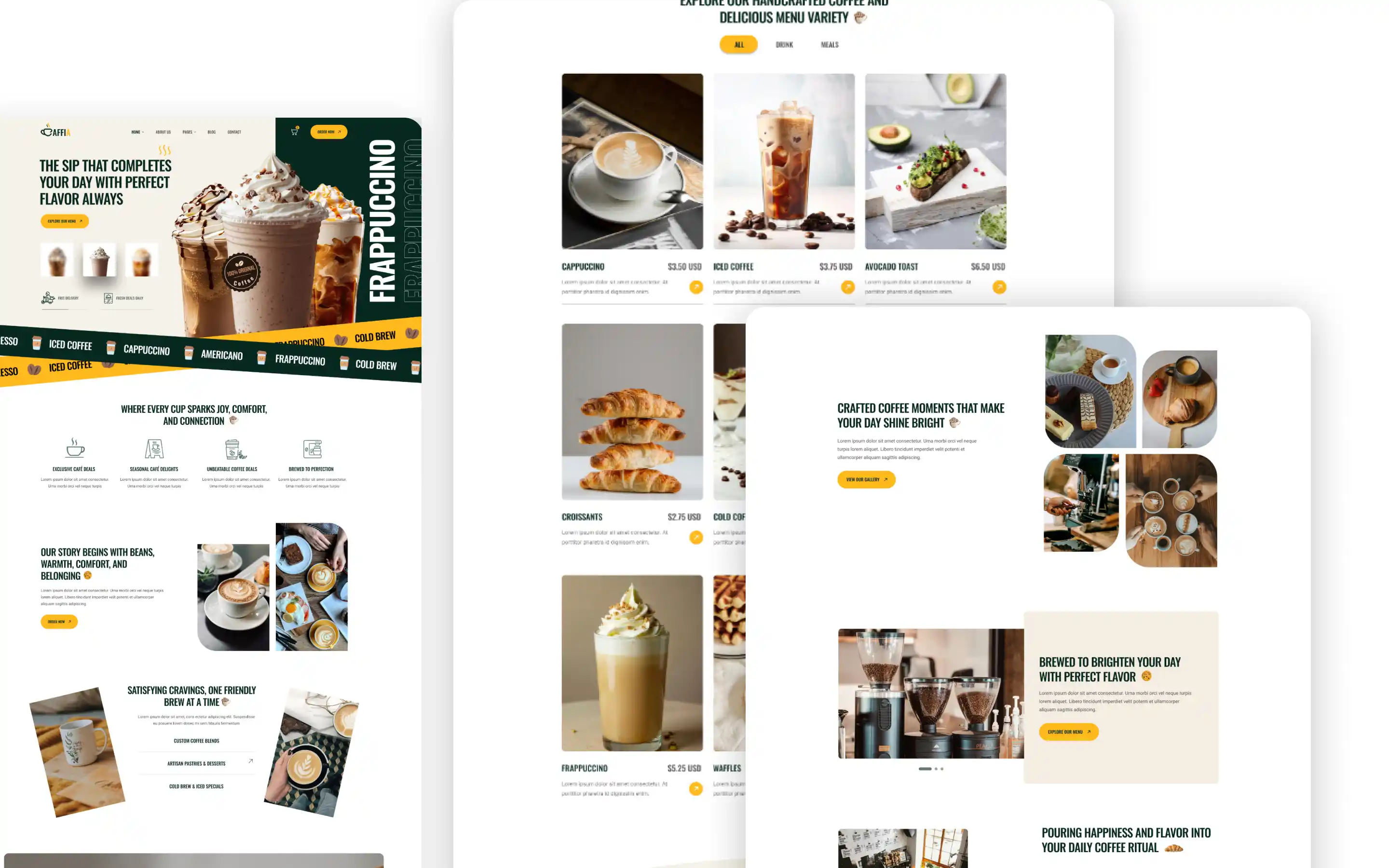 Caffia website screen 2