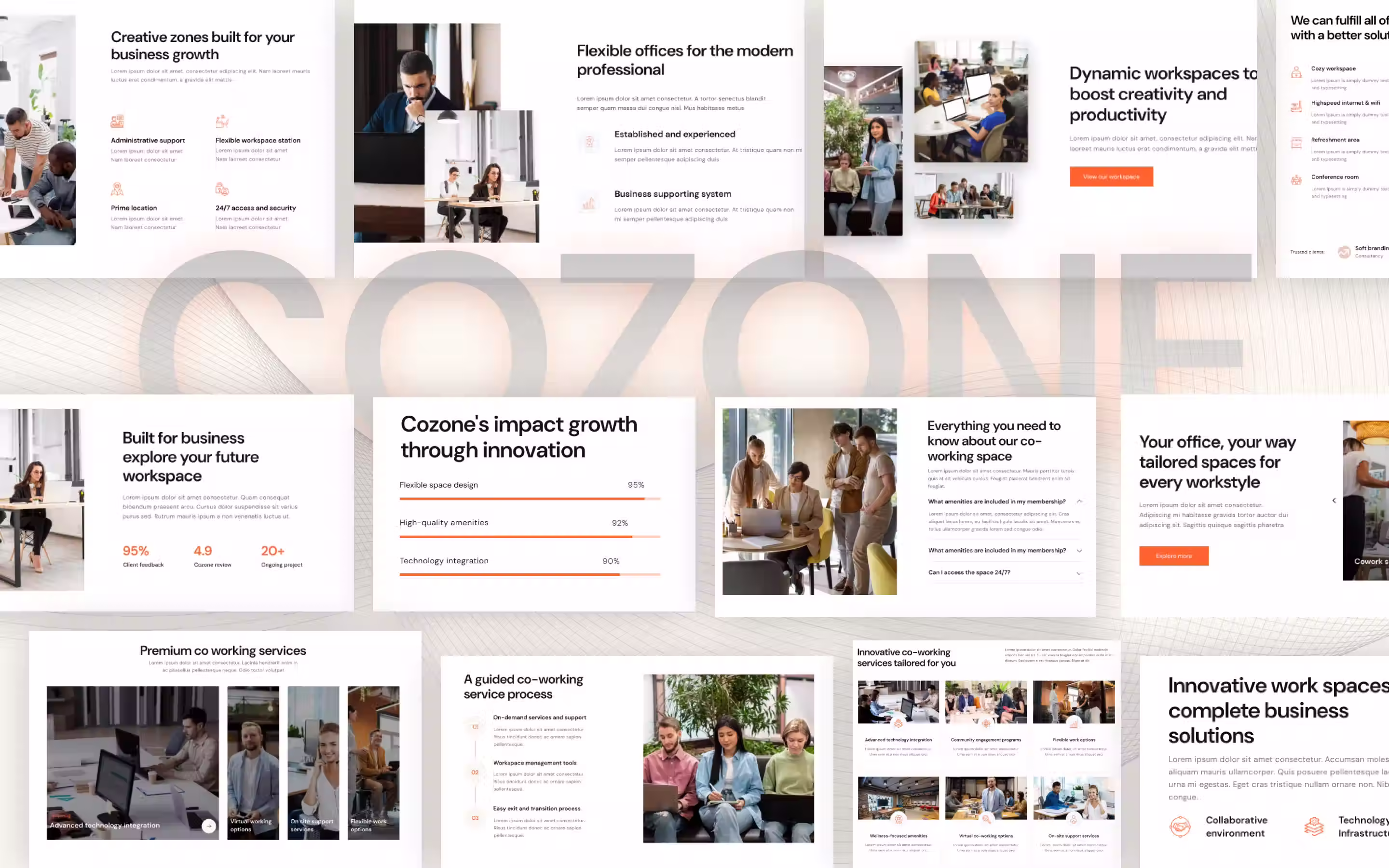 Cozone website screens