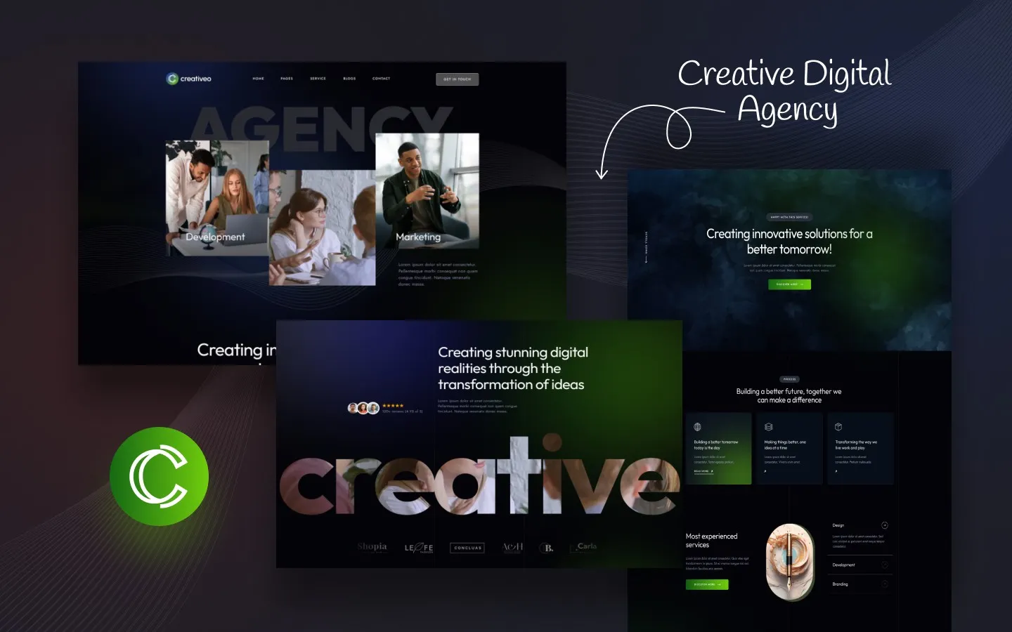 Creativeo website screens