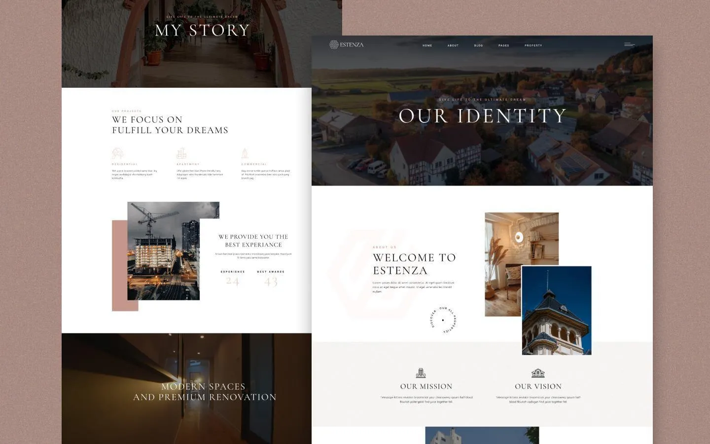 Estenza website screen 2