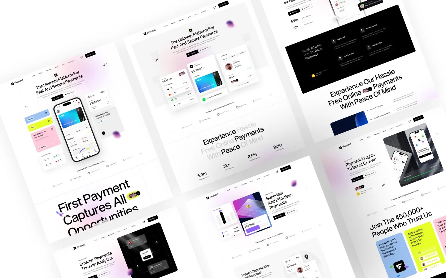 Finozest website screens