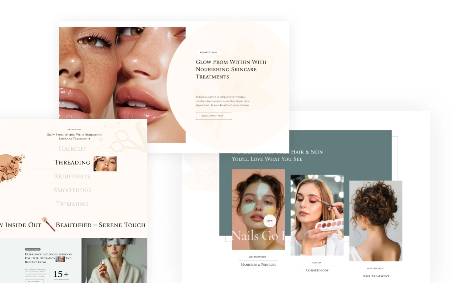 Glamora website screens
