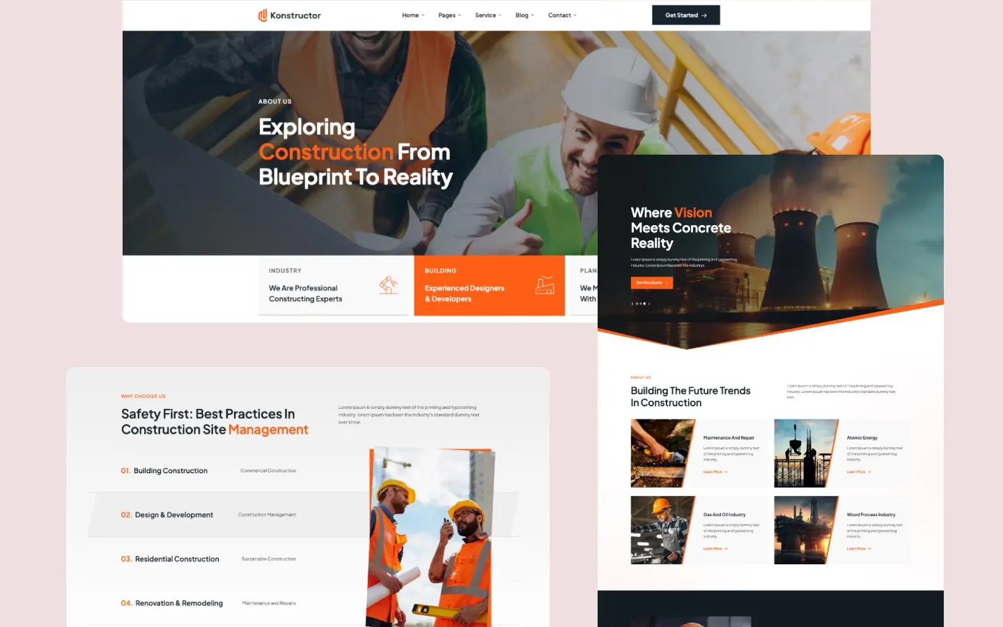 Konstructor website screens