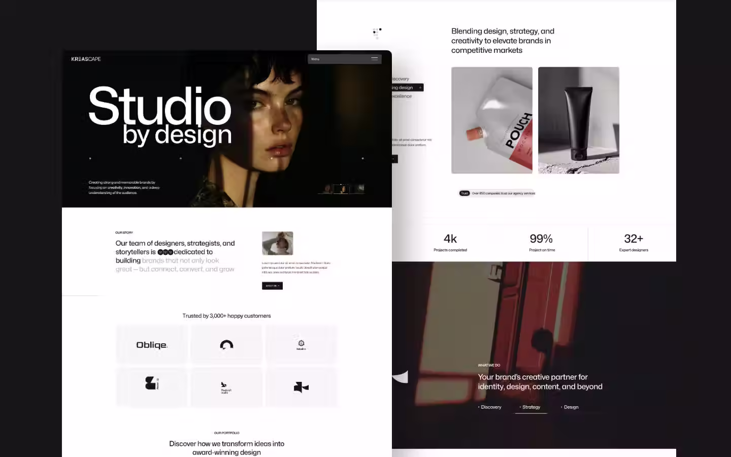 Kreascape website screens