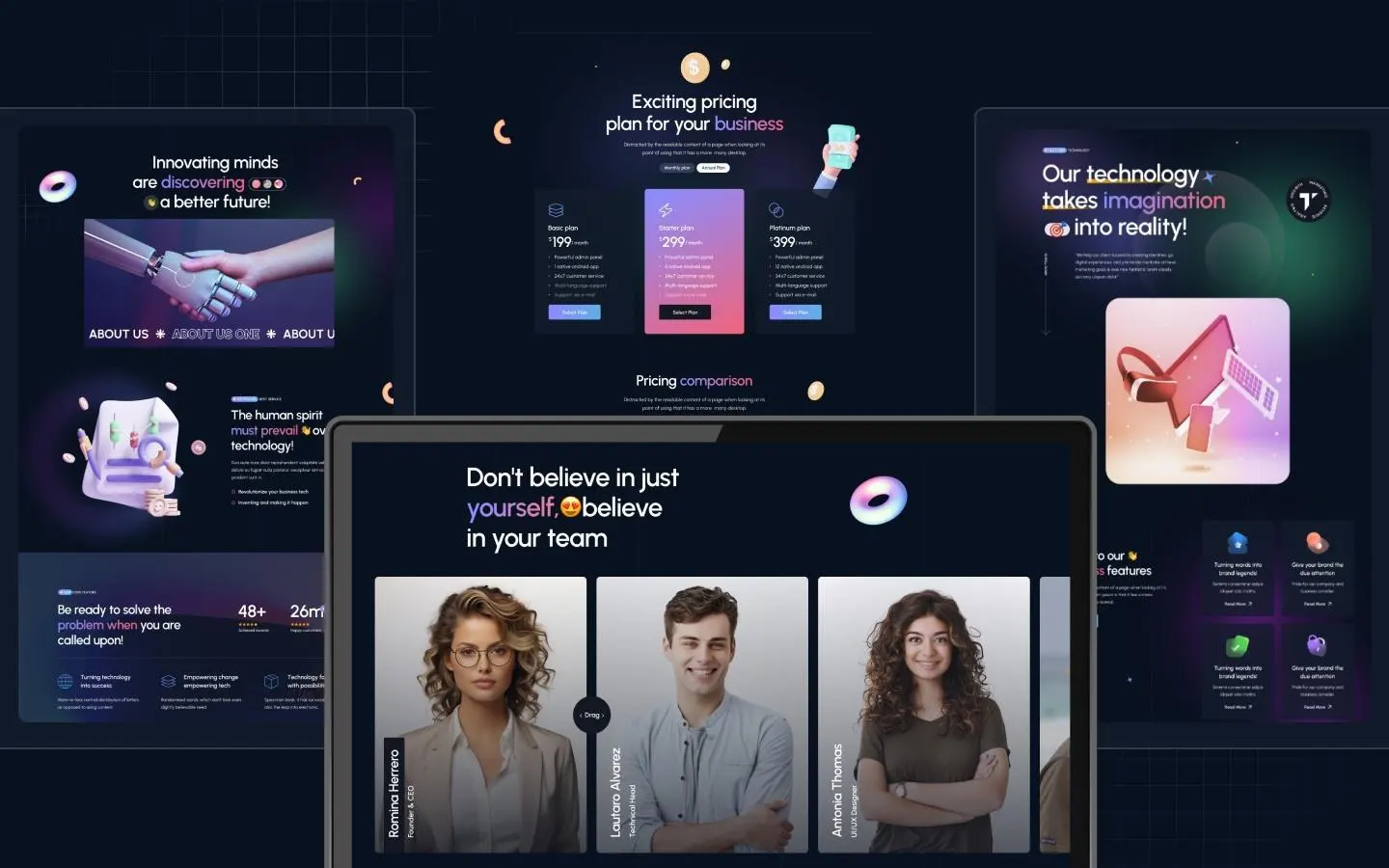 Kreativa website screens