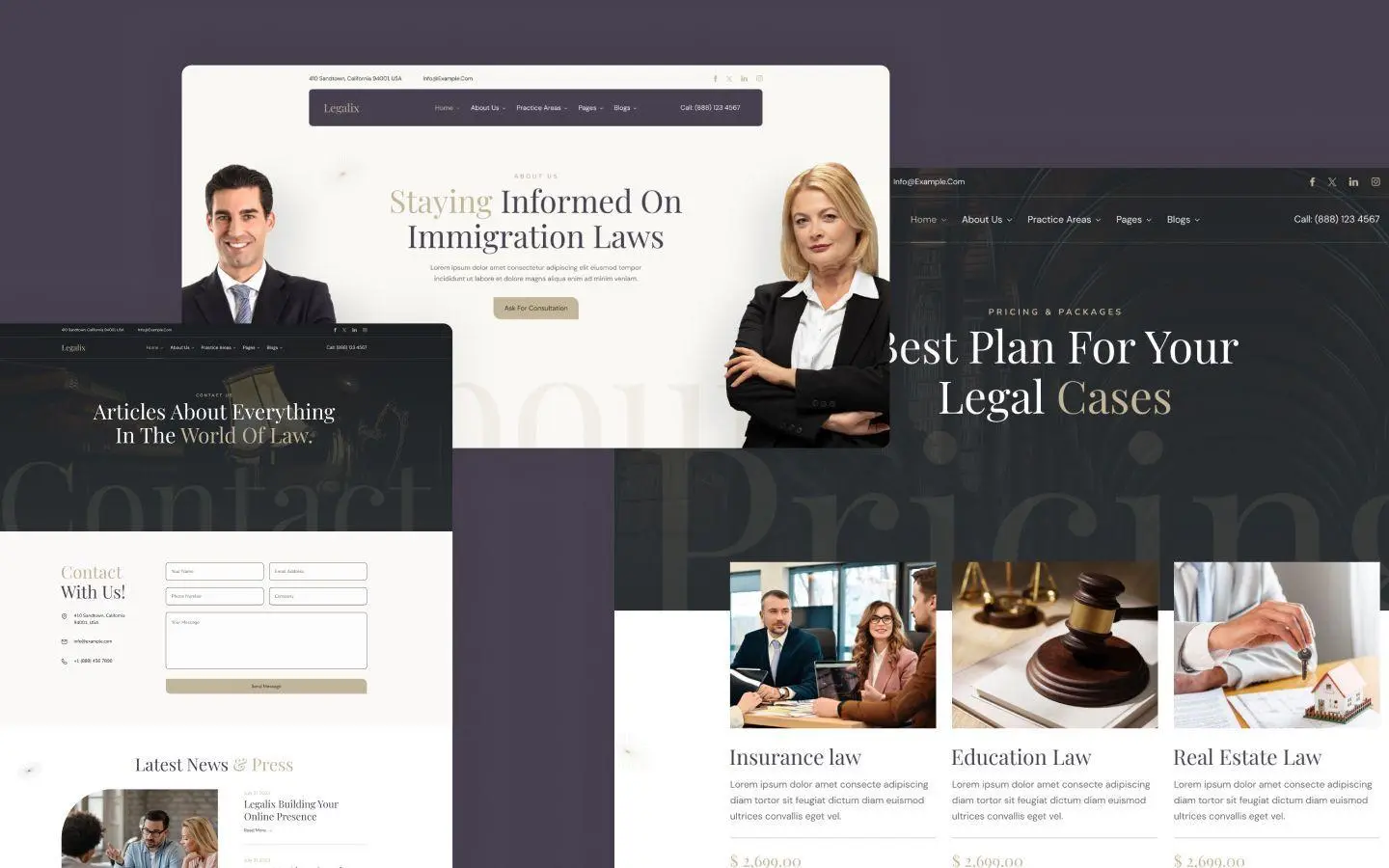 Legalix website screens