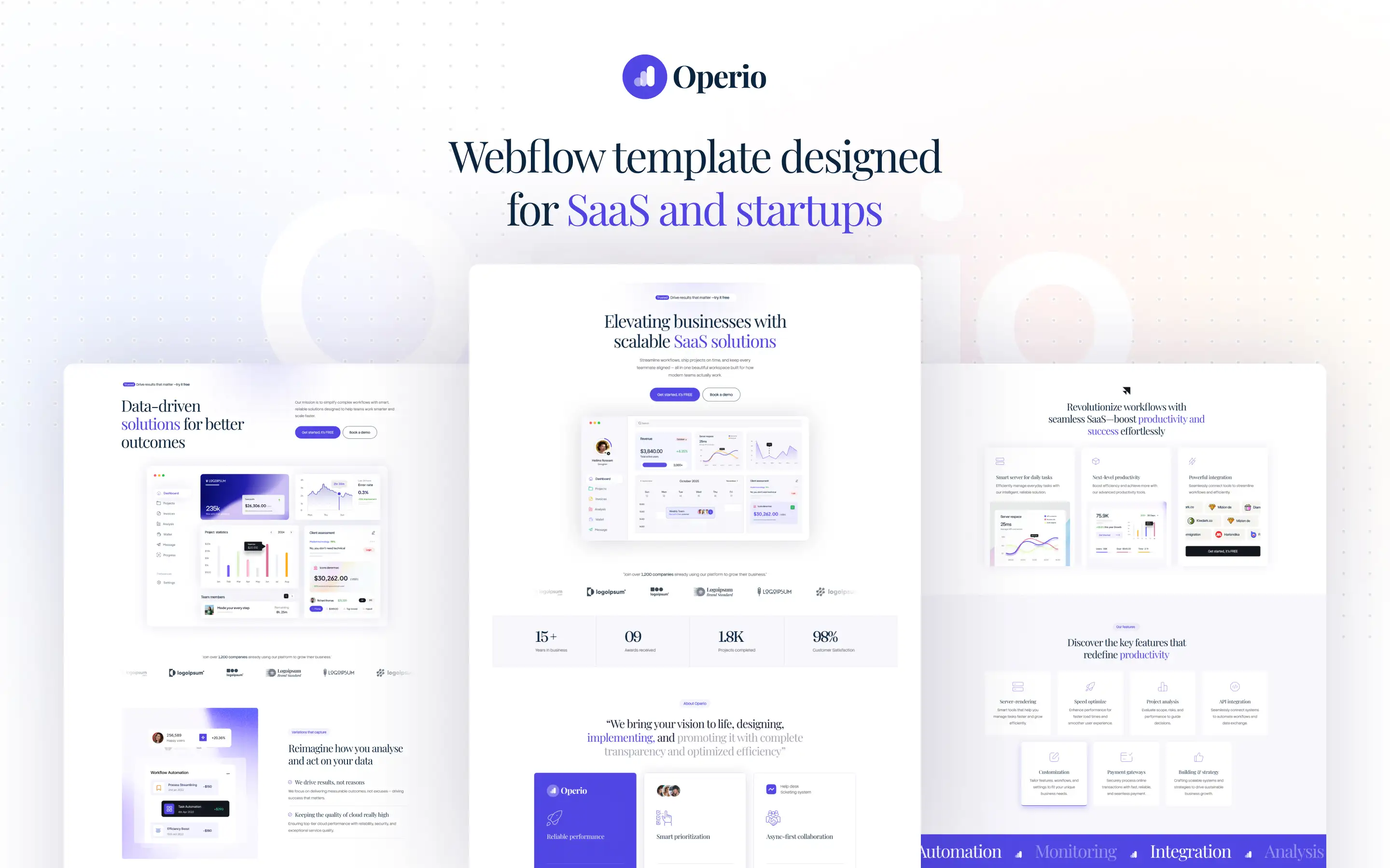 Operio website screens