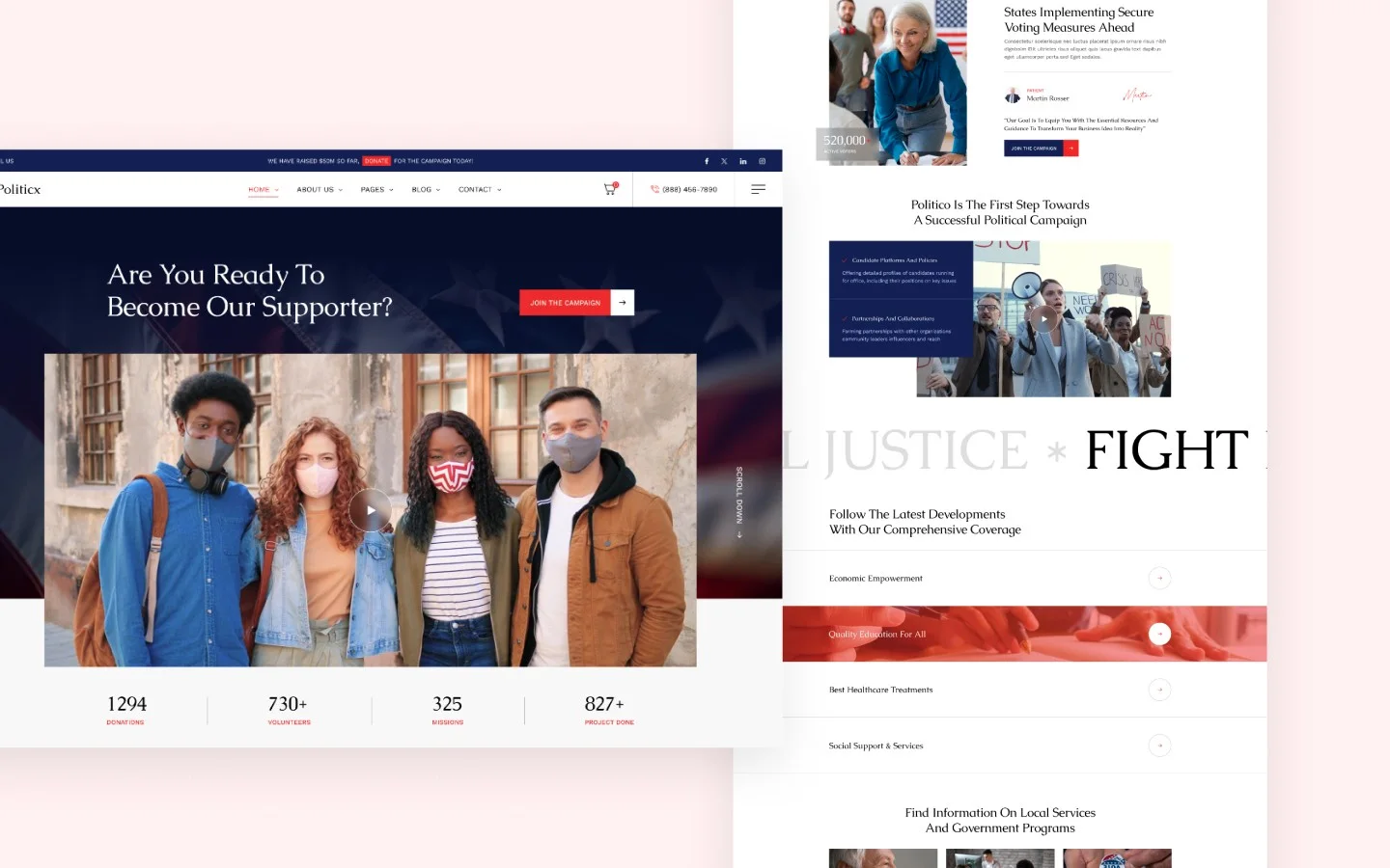 Politicx website screens