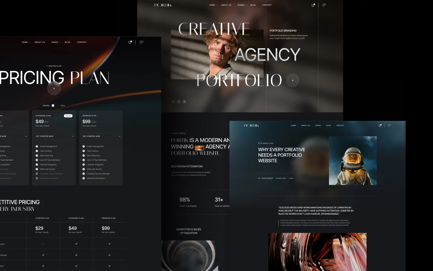 Portik website screens
