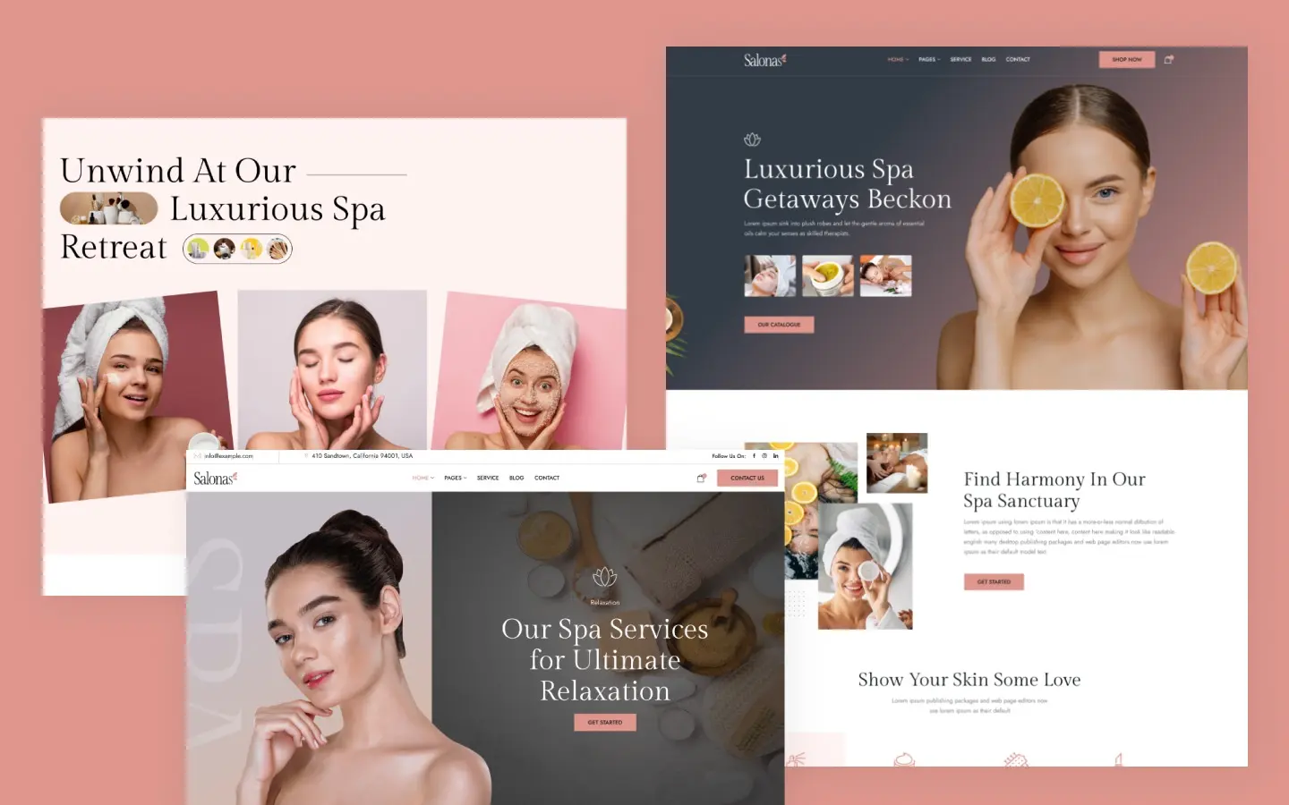 Salonas website screens