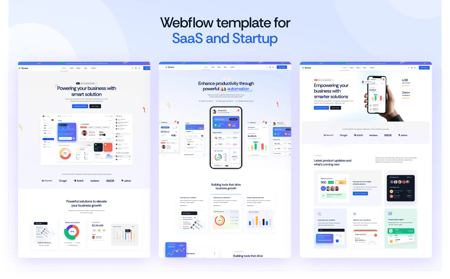 Stravo website screens